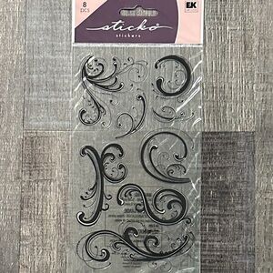 💞 New Dainty Black Flourishes Scrapbook Sticker Pack